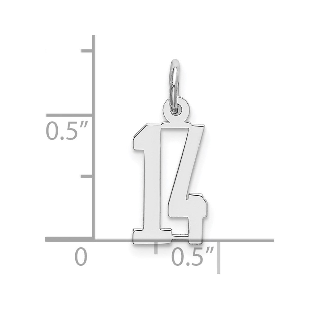 Sterling Silver/Rhodium-plated Elongated Number 14 Charm