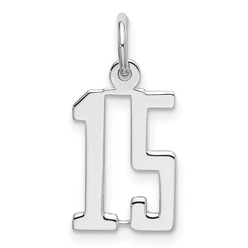 Sterling Silver/Rhodium-plated Elongated Number 15 Charm