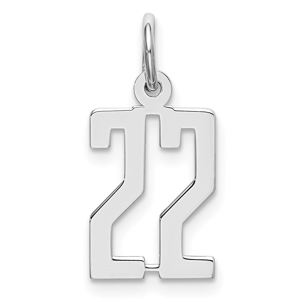 Sterling Silver/Rhodium-plated Elongated Number 22 Charm