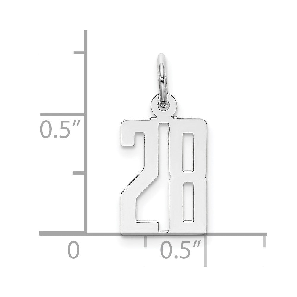 Sterling Silver/Rhodium-plated Elongated Number 28 Charm