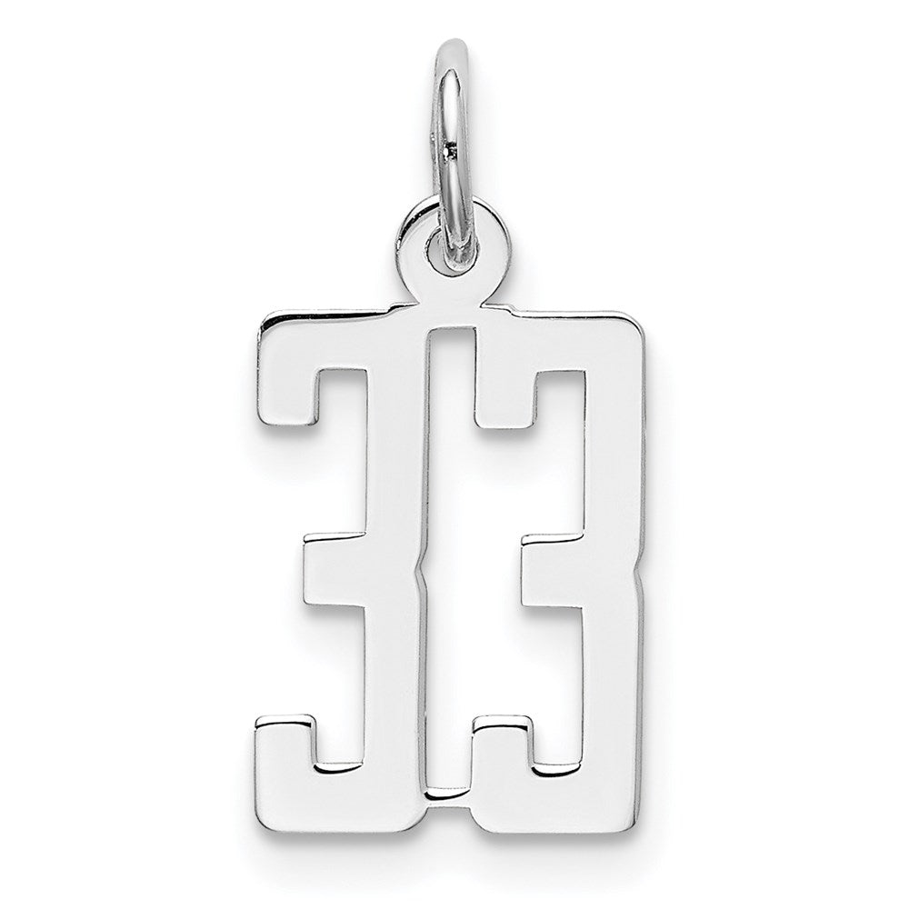 Sterling Silver/Rhodium-plated Elongated Number 33 Charm