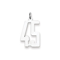 Sterling Silver/Rhodium-plated Elongated Number 45 Charm