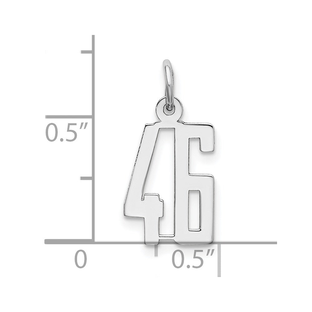 Sterling Silver/Rhodium-plated Elongated Number 46 Charm