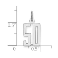 Sterling Silver/Rhodium-plated Elongated Number 50 Charm