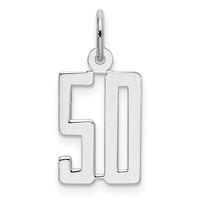 Sterling Silver/Rhodium-plated Elongated Number 50 Charm