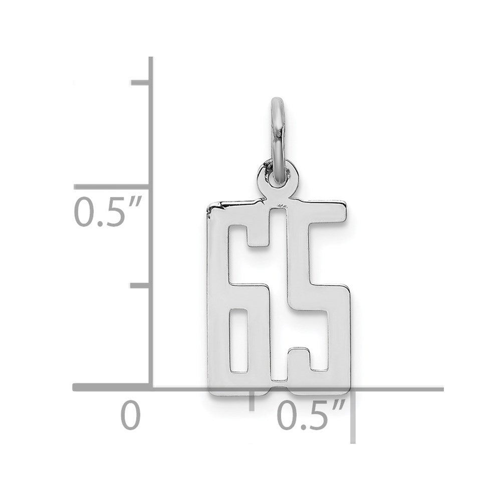 Sterling Silver/Rhodium-plated Elongated Number 65 Charm