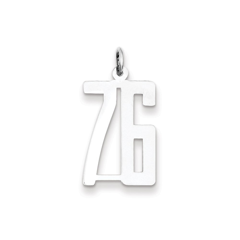 Sterling Silver/Rhodium-plated Elongated Number 76 Charm
