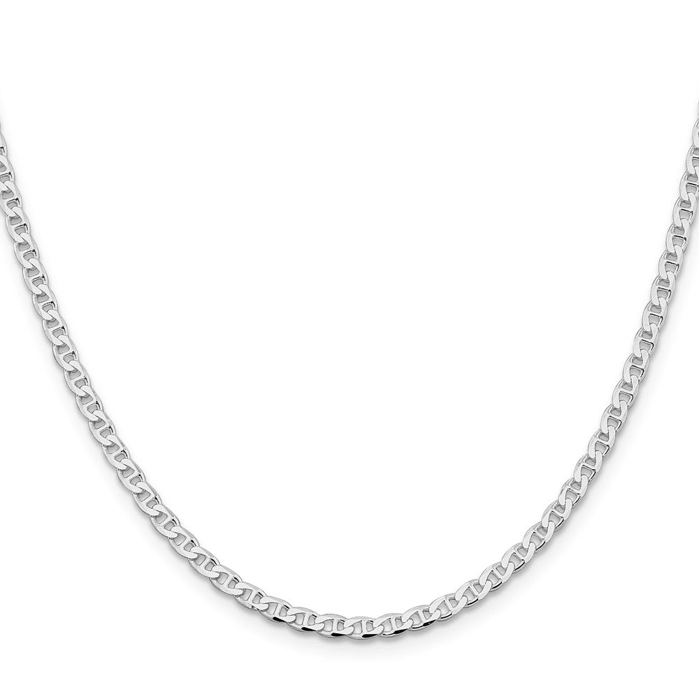 Sterling Silver Rhodium-plated 3.15mm Flat Cuban Anchor Chain