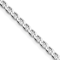 Sterling Silver Rhodium-plated 3.15mm Flat Cuban Anchor Chain