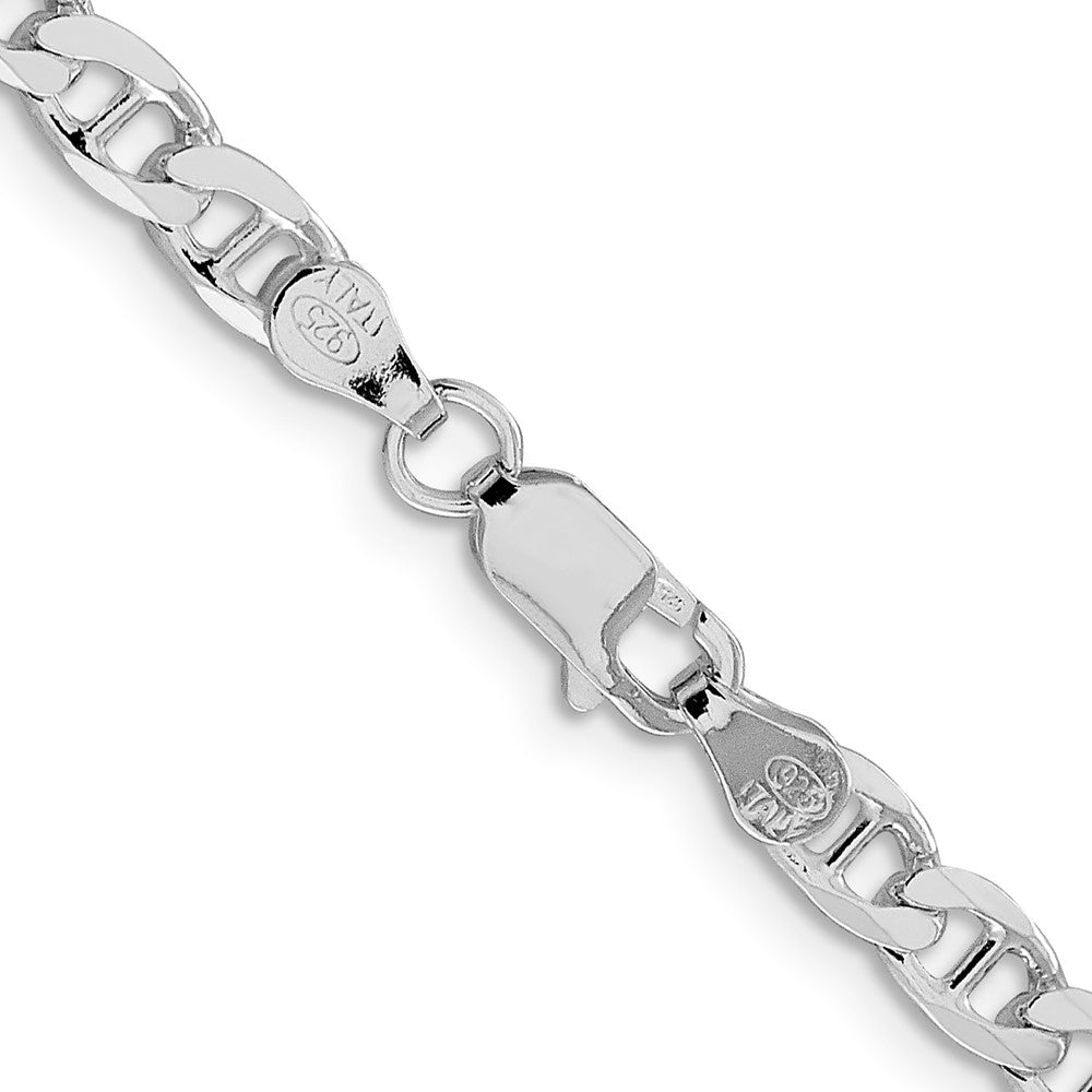 Sterling Silver Rhodium-plated 4.65mm Flat Cuban Anchor Chain