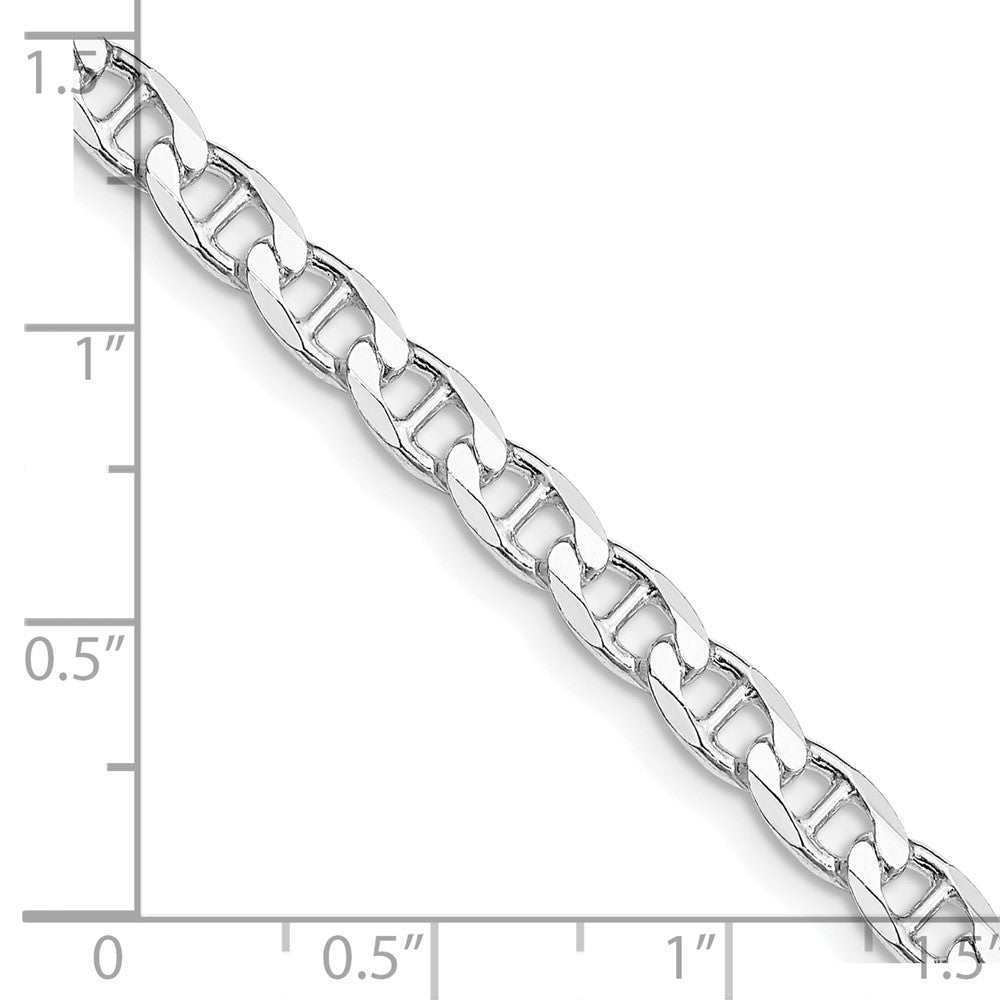 Sterling Silver Rhodium-plated 4.65mm Flat Cuban Anchor Chain