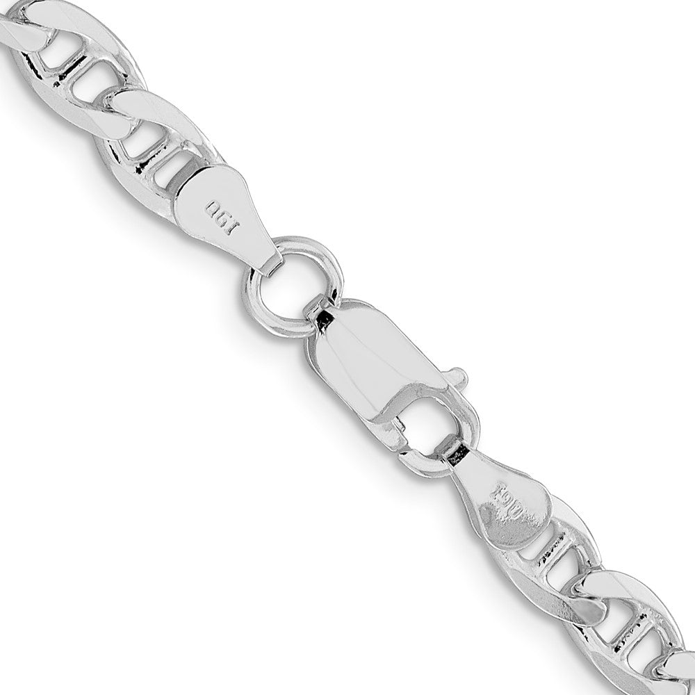 Sterling Silver Rhodium-plated 5.7mm Flat Cuban Anchor Chain