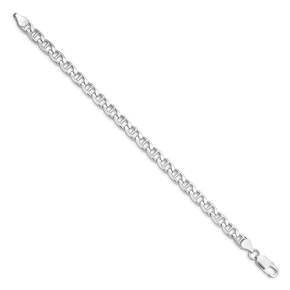 Sterling Silver Rhodium-plated 6.5mm Flat Cuban Anchor Chain