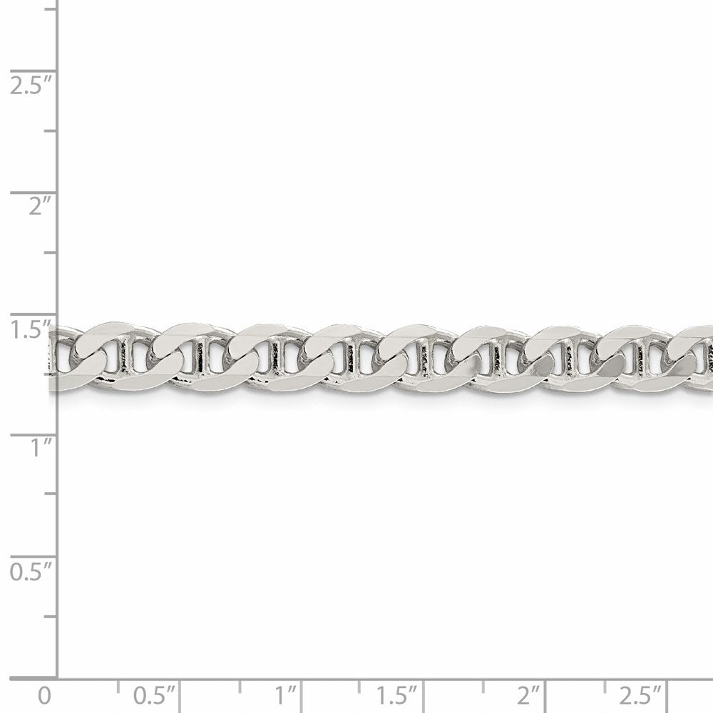 Sterling Silver 7.4mm Flat Cuban Anchor Chain