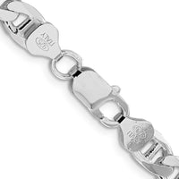 Sterling Silver Rhodium-plated 7.4mm Flat Cuban Anchor Chain