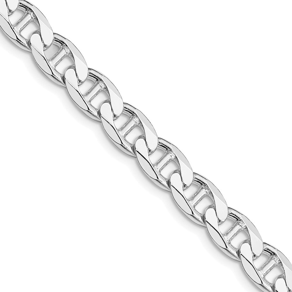Sterling Silver Rhodium-plated 7.4mm Flat Cuban Anchor Chain