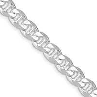 Sterling Silver Rhodium-plated 8.25mm Flat Cuban Anchor Chain