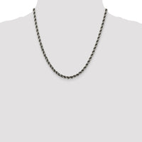 Sterling Silver Ruthenium-plated 4mm Rope Chain