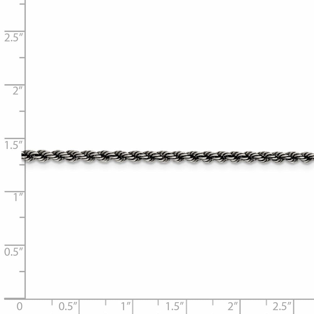 Sterling Silver Ruthenium-plated 2.5mm Rope Chain