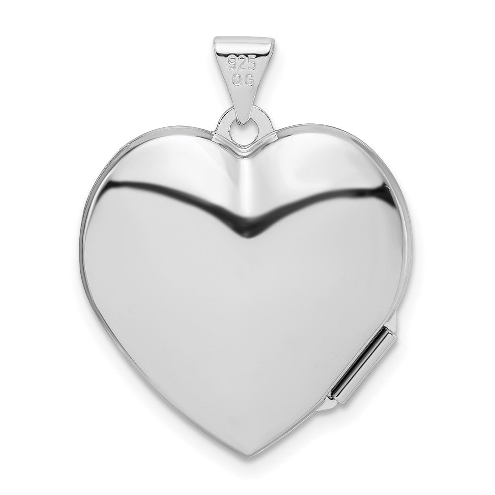 Sterling Silver Rhodium-plated Plain 21mm Heart Locket