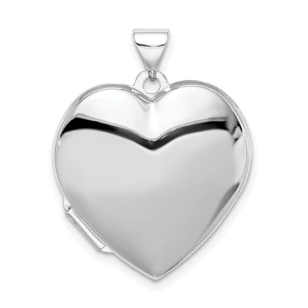 Sterling Silver Rhodium-plated Plain 21mm Heart Locket