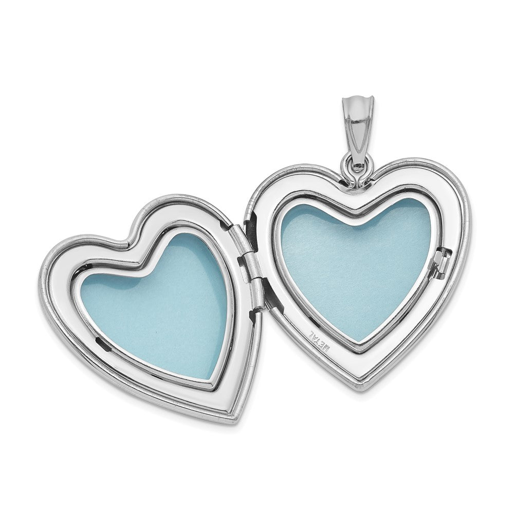 Sterling Silver Rhod-plated 24mm w/ Diamond Star Design Heart Locket