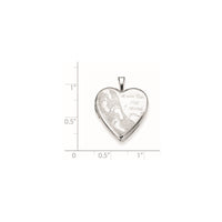 Sterling Silver Rhodium-plated 20mm Footprints Heart Locket