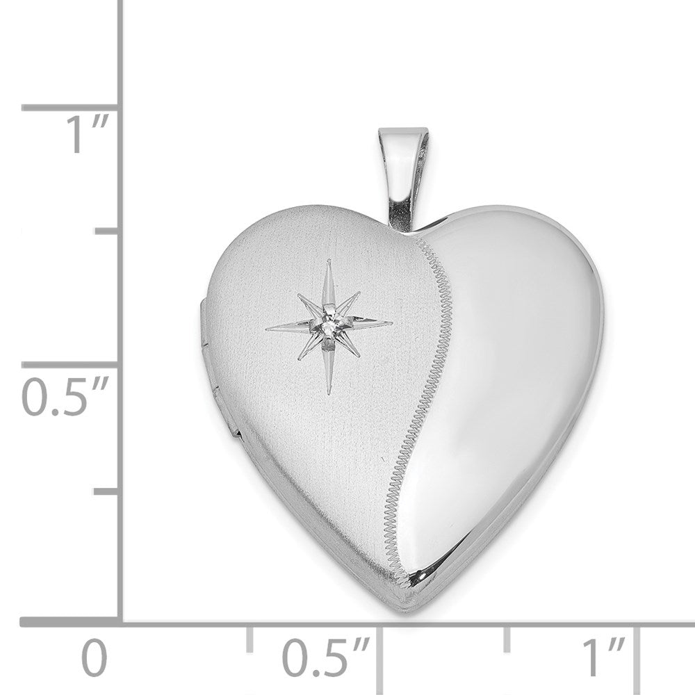Sterling Silver Rhodium-plated 20mm with Diamond Star Heart Locket