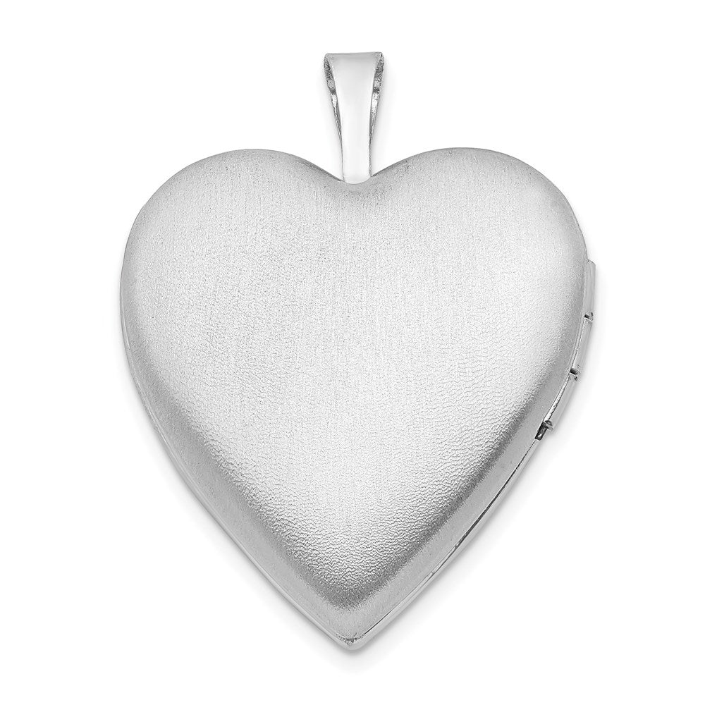 Sterling Silver Rhodium-plated 20mm Polished Swirl Heart Locket