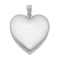 Sterling Silver Rhodium-plated 24mm Enameled & D/C Grandma Heart Locket