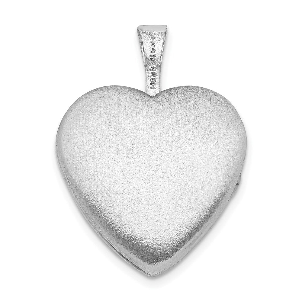Sterling Silver Rhodium-plated 16mm Enameled & D/C Love Heart Locket