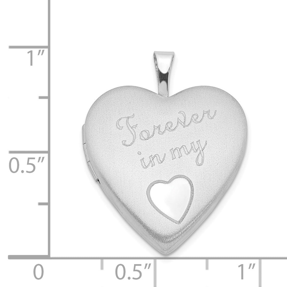 Sterling Silver Rhod-plated Polished/Satin 20mm Forever in my Heart Locket