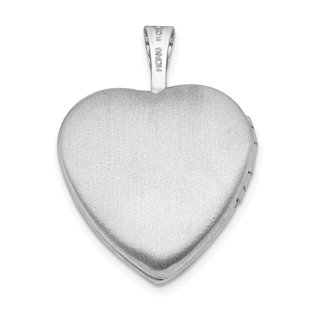 Sterling Silver Rhodium-plated Polished Diamond Star 16mm Heart Locket