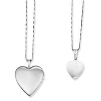 Sterling Silver Rhodium & Gold-plated Polished & Satin Diamond Mom Locket 18in Necklace/ Daughter Pendant 14in Cross Heart Necklace Set