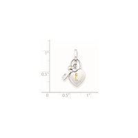 Sterling Silver Rhod & Gold-plated 10mm Heart Lock & Key Hinge Locket Charm