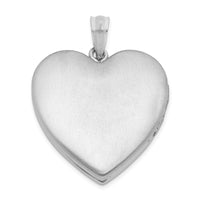 Sterling Silver Rhodium-plated Polished & Satin Heart Locket