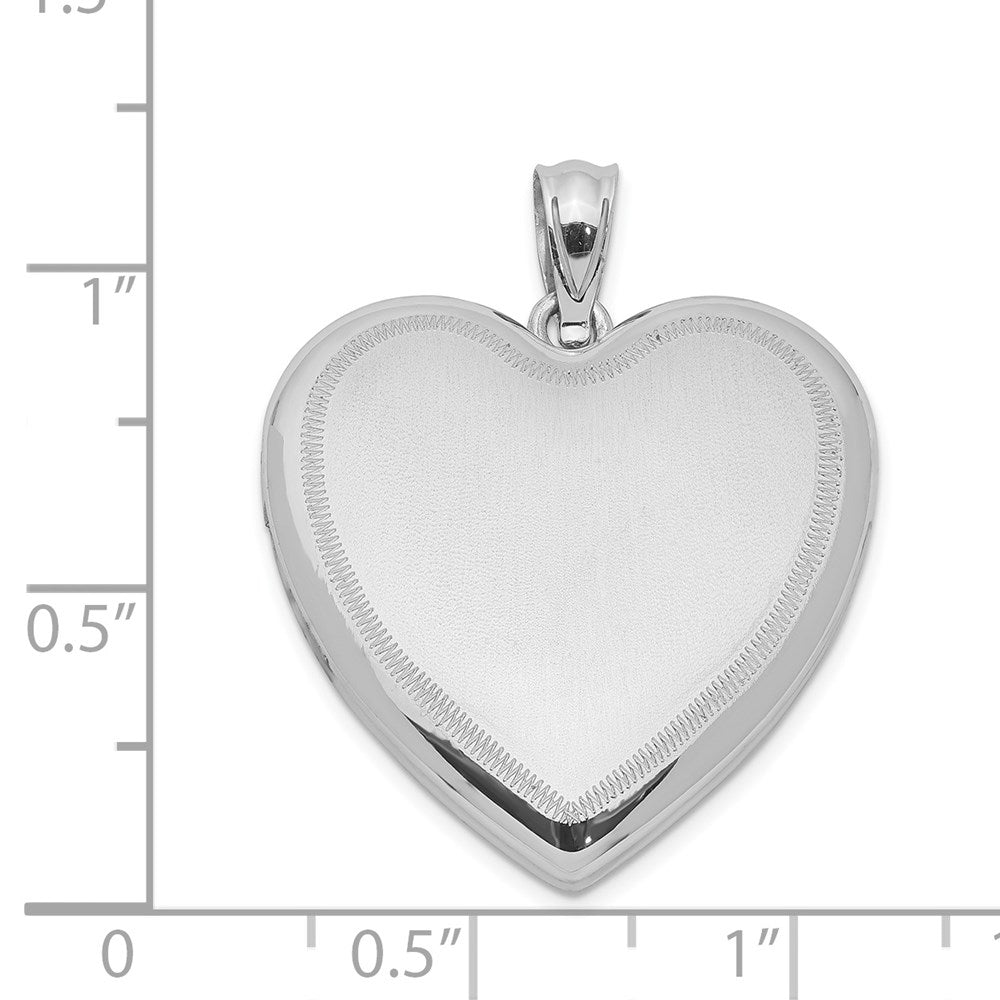 Sterling Silver Rhodium-plated Polished & Satin Heart Locket