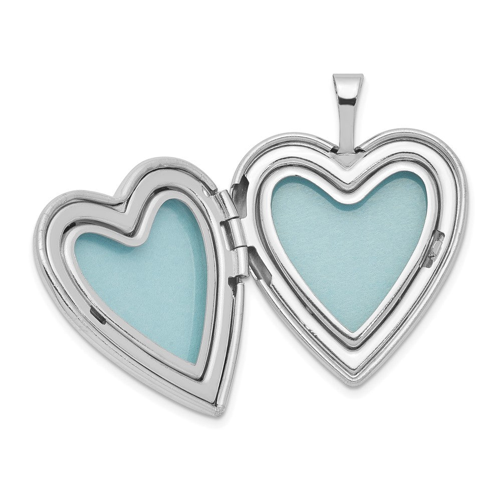 Sterling Silver Rhodium-plated Crystal Heart Locket