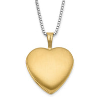 Sterling Silver Gold-plated Etched Double Heart 16mm 18in Locket & 14in Pendant Necklace Set
