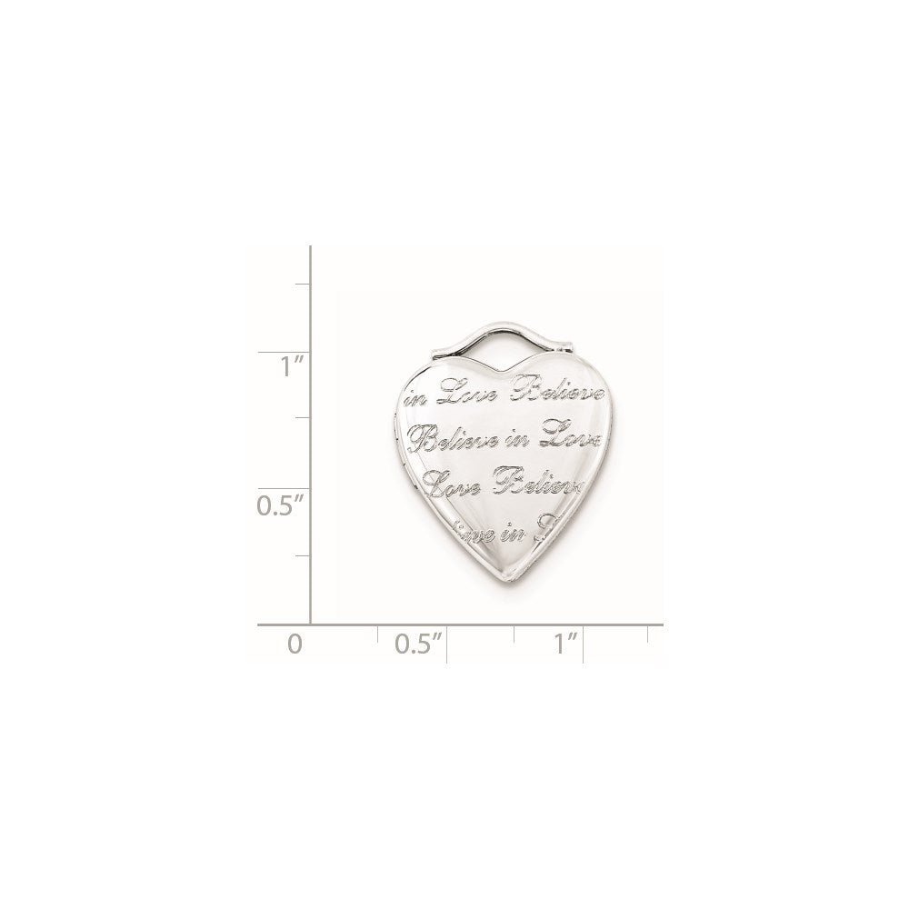 Sterling Silver Believe In Love 20mm Heart Locket