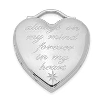 Sterling Silver Rhodium-plated Always On My Mind Forever In My Heart Locket
