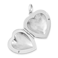 Sterling Silver Rhodium Plated 20mm Polished Sparkle Heart Locket