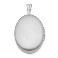 Sterling Silver Rhodium-plated Satin & Polished Paw Prints Oval Locket