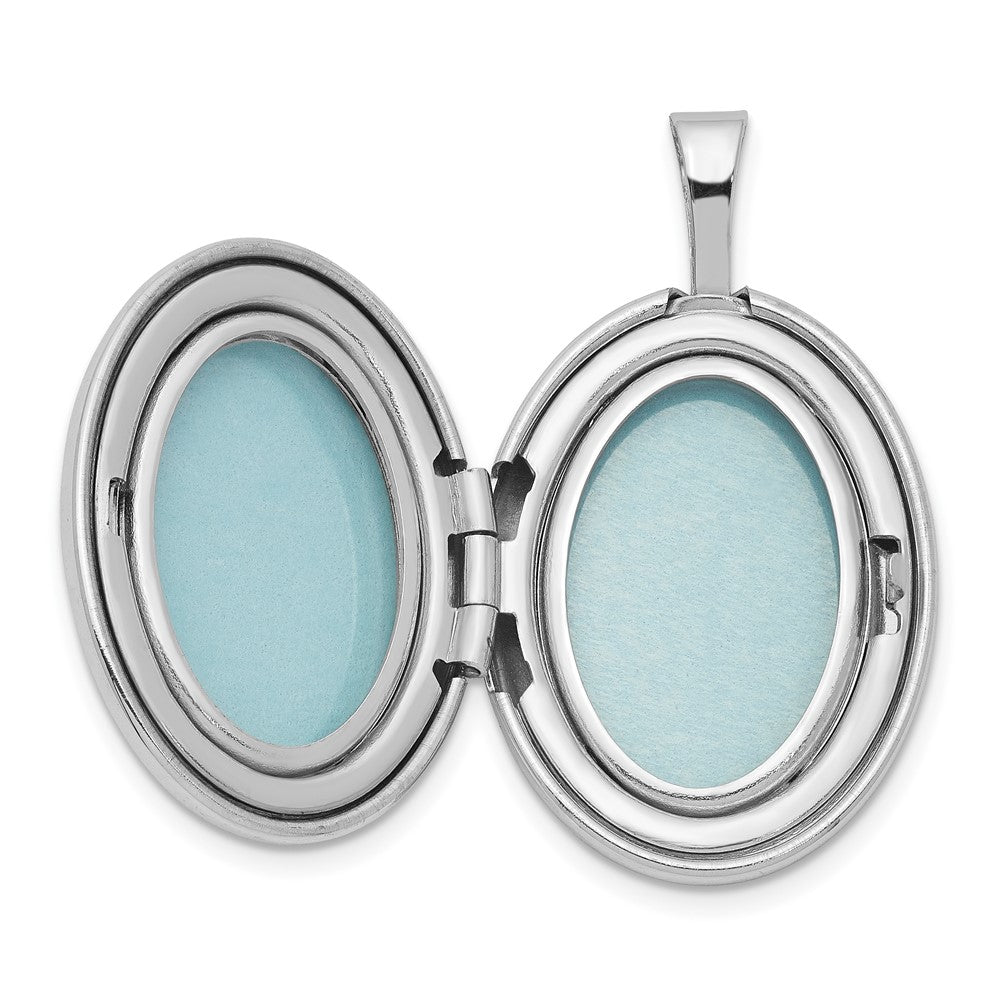 Sterling Silver Rhodium-plated Satin & Polished Paw Prints Oval Locket