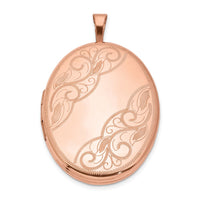 Sterling Silver Rose Gold-plated 26mm Swirled Oval Locket