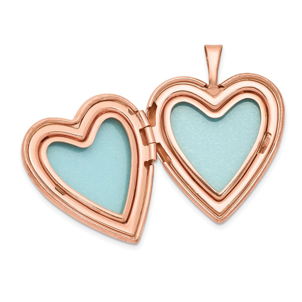 Sterling Silver Rose Gold-plated 20mm Swirl Design Heart Locket