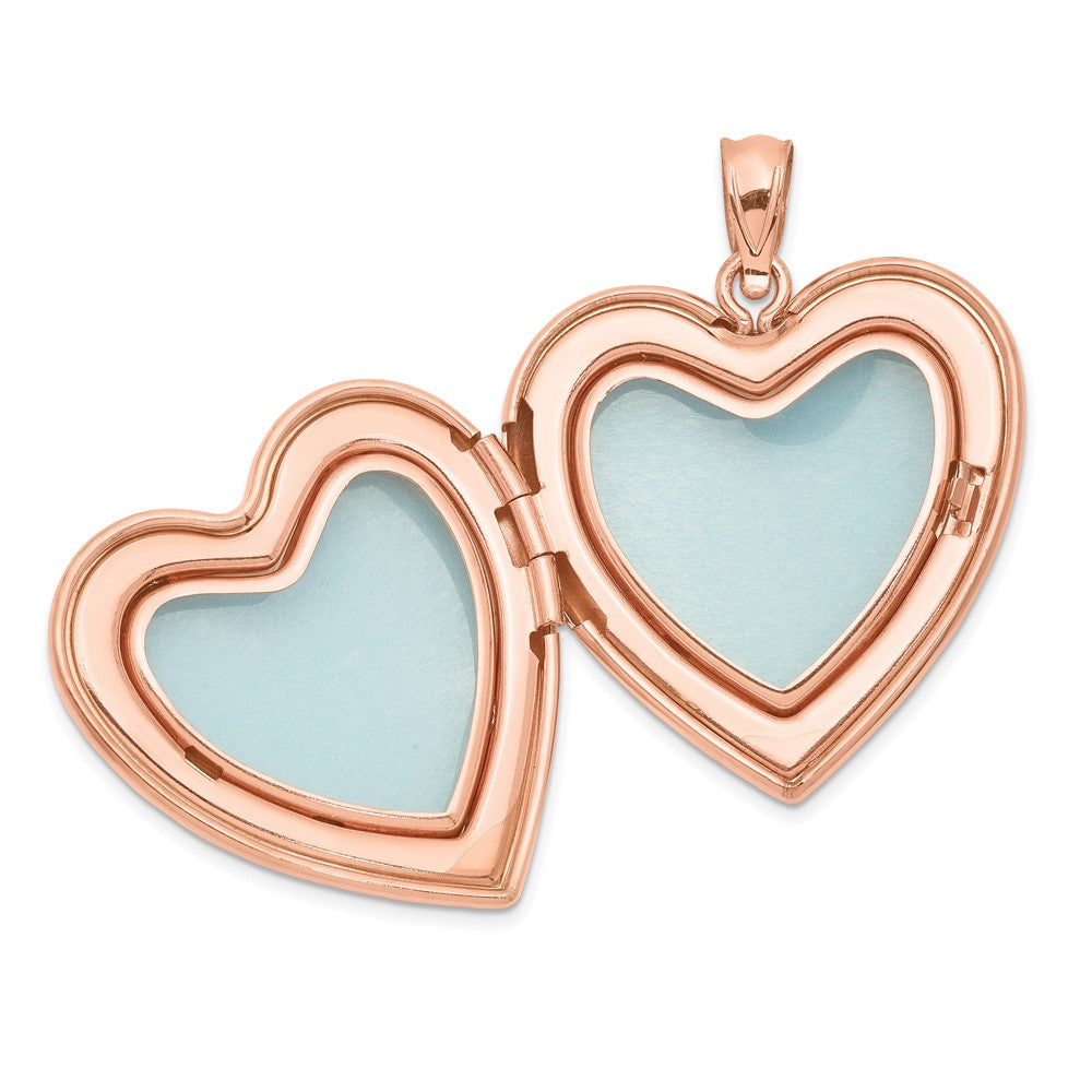 Sterling Silver Rose Gold-plated 24mm Plain Heart Locket