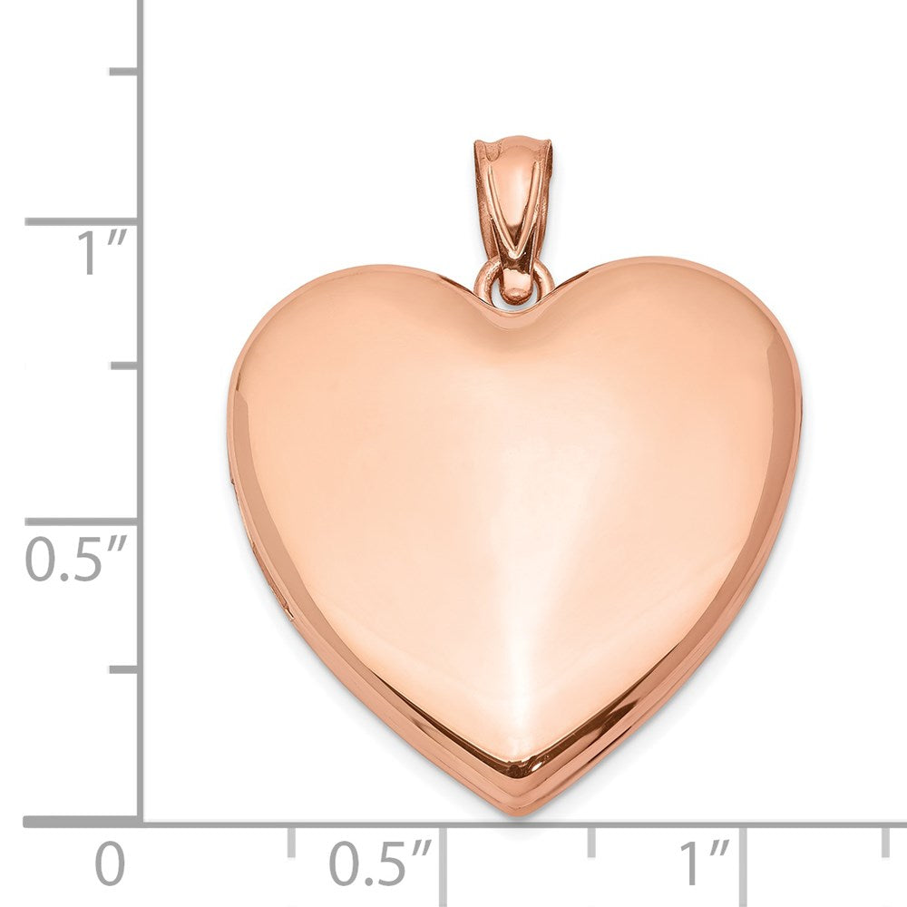 Sterling Silver Rose Gold-plated 24mm Plain Heart Locket