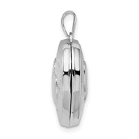 Sterling Silver Rhod-plated 2-Heart Design Reversible 18mm Heart Locket