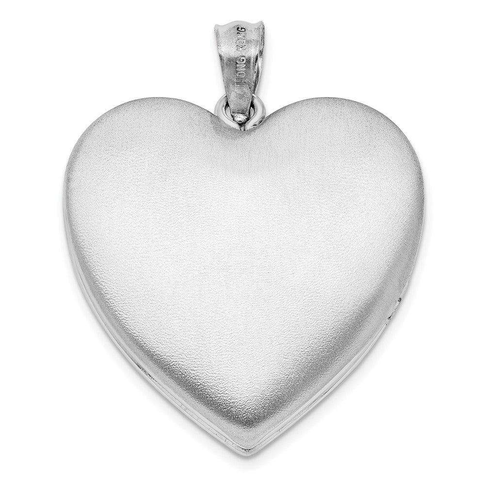 Sterling Silver Rhodium-plated 24mm Plain Ash Holder Heart Locket